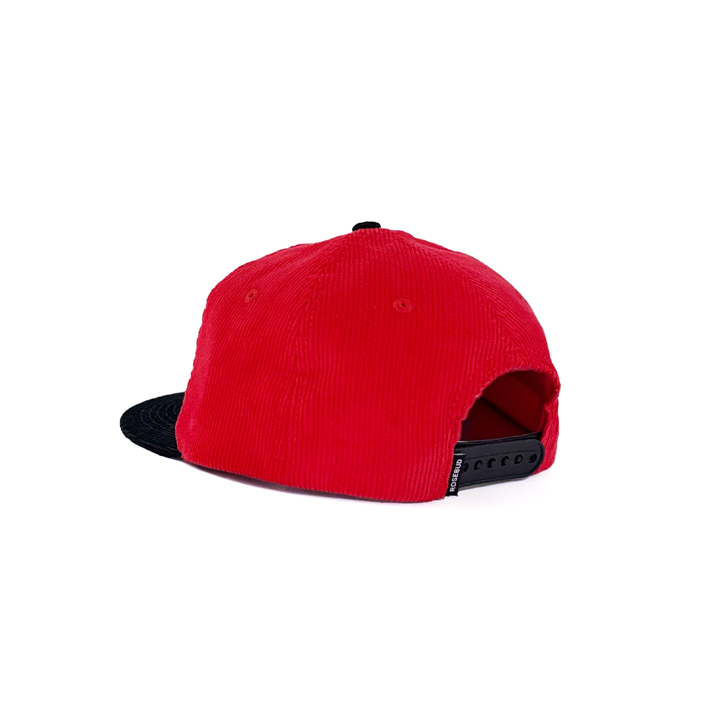 Rosebud Blazed Corduroy Snapback // Red & Black