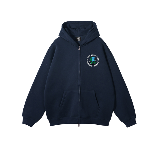 Earth Zip Up Hoodie // Navy